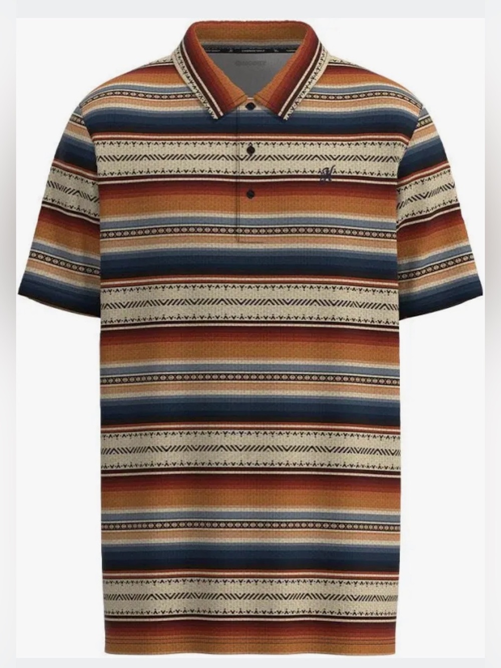 Hooey Striped Polo in Multi Color Serape Navy Beige Red Orange 0162 - Picture 6 of 10